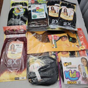 New & Partial Packs of a 22 Bundle Braiding Hair Lot: Multi Brands, Color